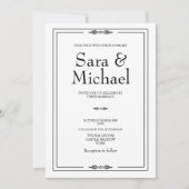 シンプル白黒結婚式招待状 招待状 (正面)