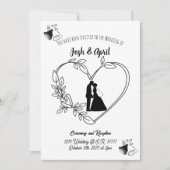 シンプル白黒結婚式招待状 招待状 (正面)