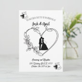 シンプル白黒結婚式招待状 招待状 (スタンド正面)