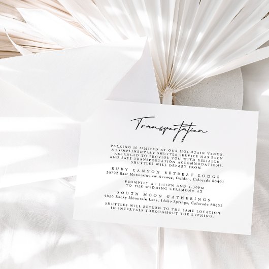 シンプル白黒結婚輸送カード エンクロージャーカード