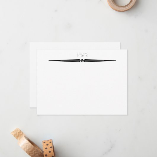 シンプル白黒線縁ど名会社の男性 ノートカード (正面/裏面インサイチュ)