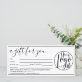 シンプル白黒縁どギフト証明書ロゴ (スタンド正面)