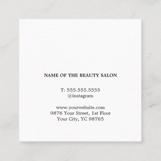シンプル白黒美しいサロン 予約カード (裏面)