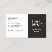 シンプル白黒美容師アポイントメントカード 予約カード (正面)