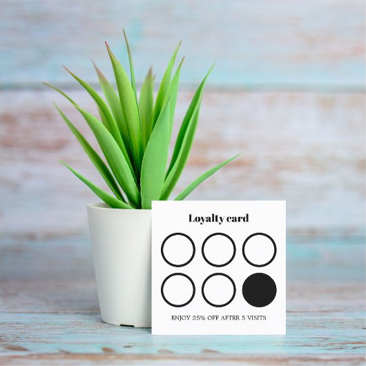 シンプル白黒美容師ロイヤリティ スクエア名刺