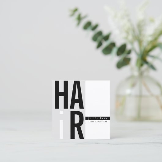 シンプル白黒美容業者名刺 スクエア名刺 (スタンド正面)