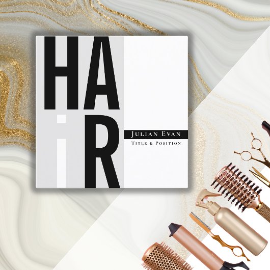 シンプル白黒美容業者名刺 スクエア名刺