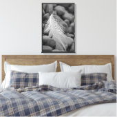 シンプル白黒羽羽毛水滴 キャンバスプリント (インサイチュ (寝室))