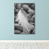 シンプル白黒羽羽毛水滴 キャンバスプリント (インサイチュ (ウッドフロア))