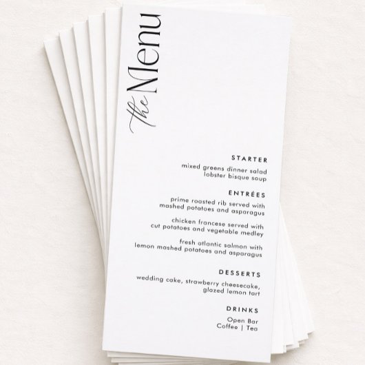 シンプル白黒老金結婚 メニュー