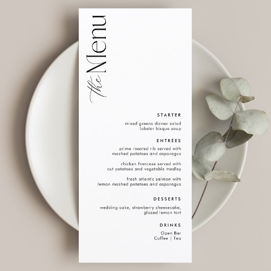 シンプル白黒老金結婚 メニュー