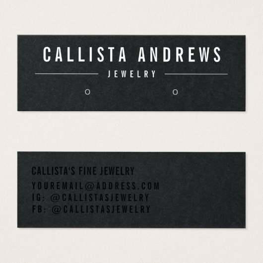 シンプル白黒耳飾りディスプレイカード (正面&裏面)