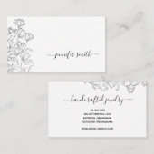 シンプル白黒花スケッチフローラ 名刺 (正面/裏面)