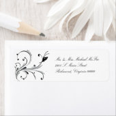 シンプル白黒蝶スクロールラベル ラベル (インサイチュ)