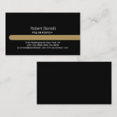 シンプル白黒金ゴールドストライプ名刺 名刺 (正面/裏面)