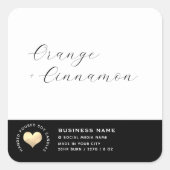 シンプル白黒金ゴールドハートキャンドルスクエア スクエアシール (正面)