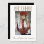 シンプル白黒金ゴールドフォトクリスマスホリデー シーズンカード (正面/裏面)