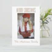 シンプル白黒金ゴールドフォトクリスマスホリデー シーズンカード (スタンド正面)