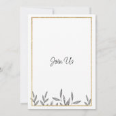 シンプル白黒金ゴールドフローラ結婚株 招待状 (裏面)