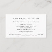 シンプル白黒金ゴールド鋏ヘアスタイリスト 予約カード (裏面)