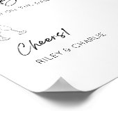 シンプル白黒開きバー結婚標識 ポスター (角)