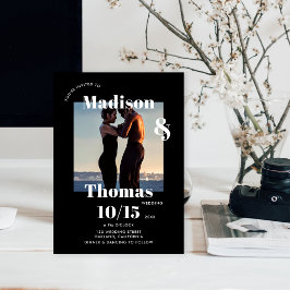 シンプル白黒1フォトミニマはっきりしたリスト結婚ズ 招待状