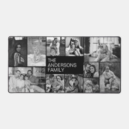 シンプル白黒11家族フォトコラージュ デスクマット