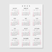 シンプル白黒2025年年年新年磁気カレンダー (正面)