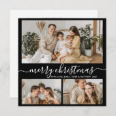 シンプル白黒3フォトコラージュクリスマスホリド シーズンカード (正面/裏面)