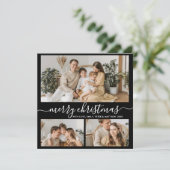 シンプル白黒3フォトコラージュクリスマスホリド シーズンカード (スタンド正面)