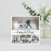 シンプル白黒4フォトコラージュハッピー シーズンカード (スタンド正面)