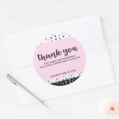 シンプル白黒、ブライダルシャワー、ありがとう ラウンドシール (封筒)