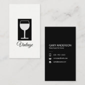 シンプル白黒(ワイングラス) 名刺 (正面/裏面)