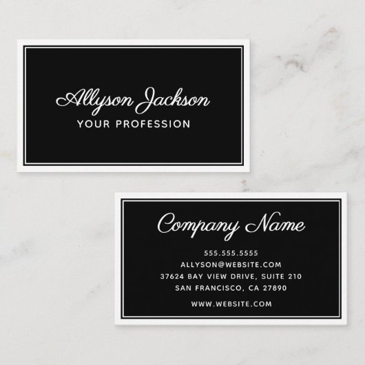 シンプル白黒 名刺 (正面/裏面)