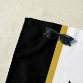 シンプル白黒&金ゴールドボートネーム文字テンプレート ビーチタオル (インサイチュ)