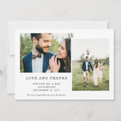 シンプル白黒 | 3枚の写結婚真 サンキューカード (正面)