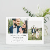 シンプル白黒 | 3枚の写結婚真 サンキューカード (スタンド正面)