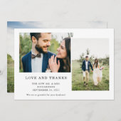 シンプル白黒 | 3枚の写結婚真 サンキューカード (正面/裏面)