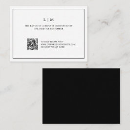 シンプル白黒QRコード予算結婚式RSVP ノートカード