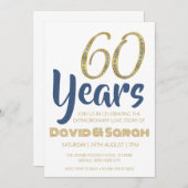 シンプル白60周年結婚招待状 招待状 (正面/裏面)