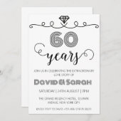 シンプル白60周年結婚招待状 招待状 (正面/裏面)