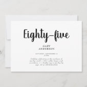 シンプル白85歳の誕生日パーティーの招待状 招待状 (正面)