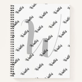 シンプル白 – イニシャル名モノグラムの ノートブック