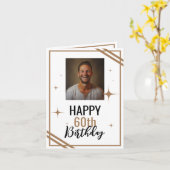 シンプル白・茶色の夫60誕生日 カード (黄色い花)