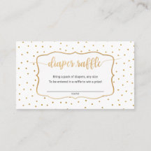 シンプル白+金ゴールド紙吹雪おむつラッフルチケット