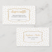 シンプル白+金ゴールド紙吹雪おむつラッフルチケット 名刺 (正面/裏面)