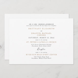 シンプル白&金ゴールド花嫁の親結婚ズ 招待状