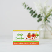 シンプル白、黄、オレンジの健康ライフカード 名刺 (スタンド正面)