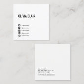 シンプル白SNSモダンミニマルの使い方 スクエア名刺 (正面/裏面)