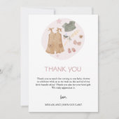 シンプル着付けピンク赤ちゃんシャワー サンキューカード (正面)